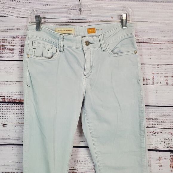Pilcro Y2K Stet Pastel Blue Corduroy Stretch Pants Size 28 Low Rise Zip Ankle - Picture 5 of 12